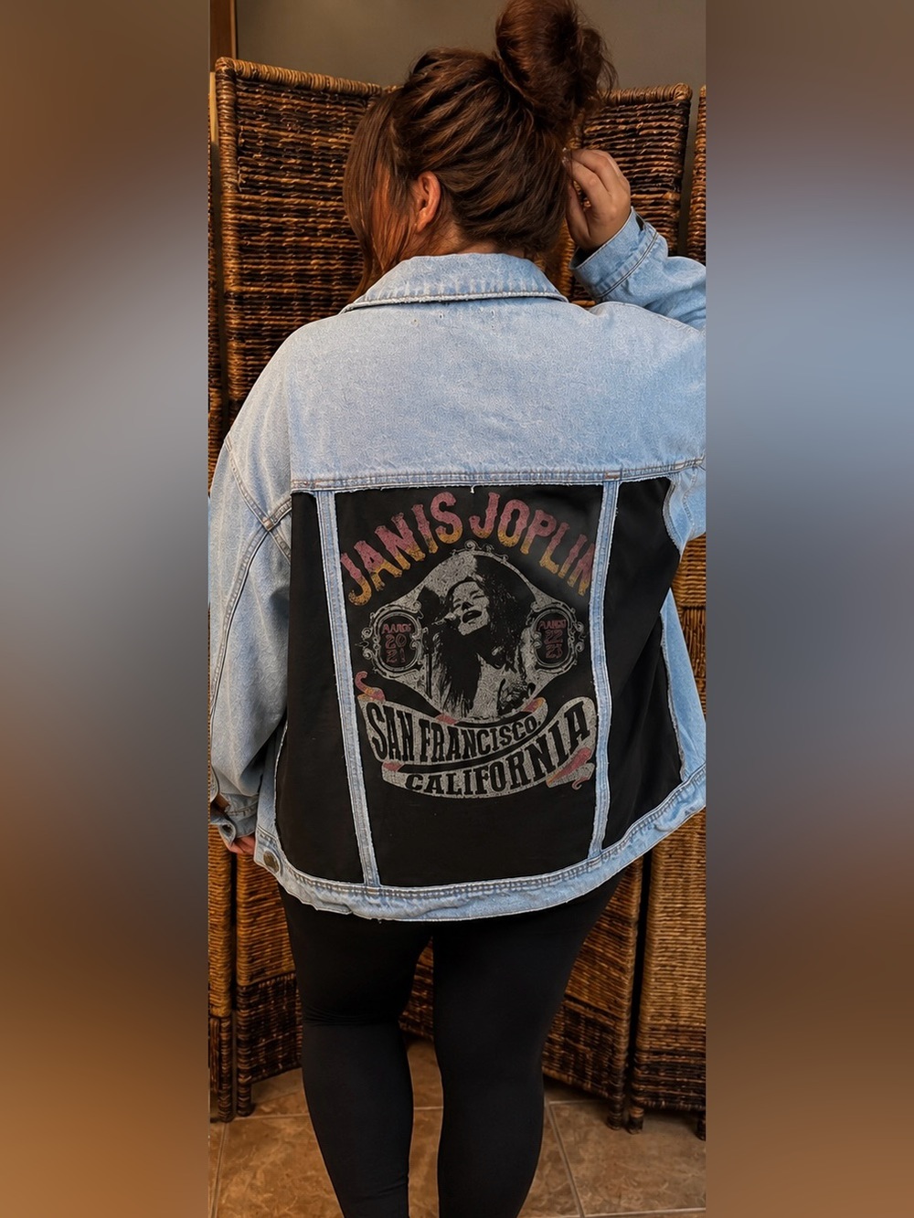 Janis Joplin Black & Light Blue Denim Panel Jacket